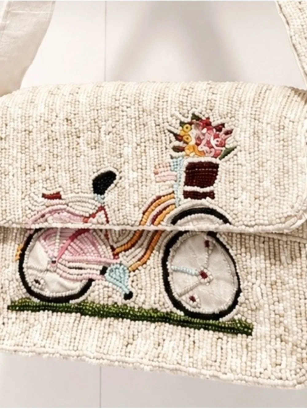 SOL & MER Beaded Bicycle Shoulder Bag – Handmade Artisan Purse